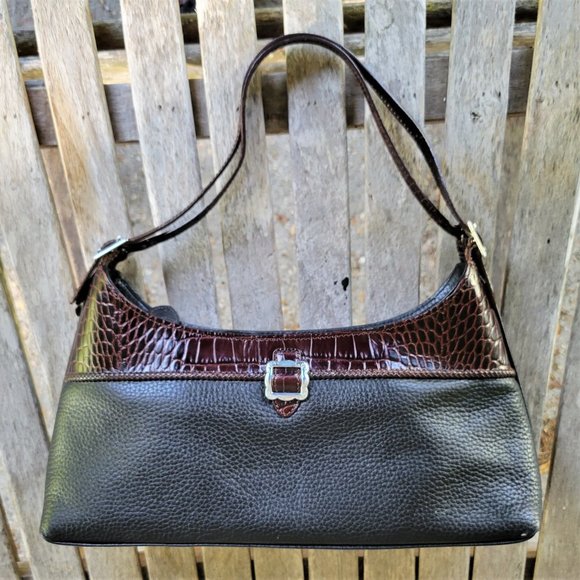 BRIGHTON Black Pebbled Leather Mini Shoulder Bag - Picture 1 of 7